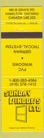 Matchbook Cover - Sunday Windows Hamilton ON