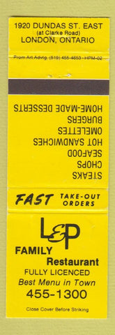 Matchbook Cover - L&P Family Restaurant London ON