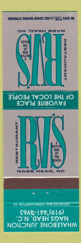 Matchbook Cover - RV's Restaurant Nags Head NC