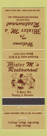 Matchbook Cover - Mister M's Restaurant Sault Ste Marie ON
