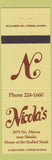 Matchbook Cover - Nicola's Fresno CA
