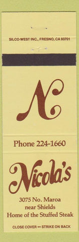 Matchbook Cover - Nicola's Fresno CA
