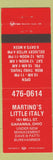 Matchbook Cover - Martino's Little Italy Italian Gahanna OH