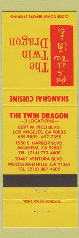 Matchbook Cover - Twin Drago Chinese Woodland Hills Anaheim Los Angeles CA