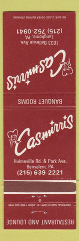 Matchbook Cover - Casmirris Langhorne Bensalem PA