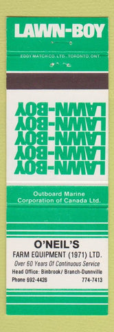 Matchbook Cover - Lawn Boy Mowers O'NEil's Farm Eqiupment Dunnville ON tractors?