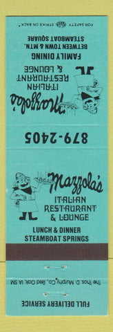 Matchbook Cover - Mazzola's Italian Restaurant Steamboat Springs Colorado