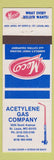 Matchbook Cover - Meco Welding Cutting Equipment Acetylene Gas Alton IL
