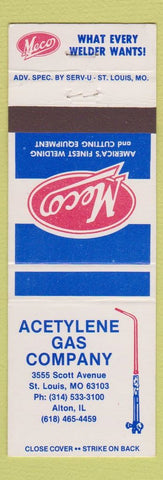 Matchbook Cover - Meco Welding Cutting Equipment Acetylene Gas Alton IL