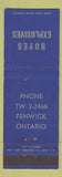 Matchbook Cover - Boyes Explosives Fenwick ON