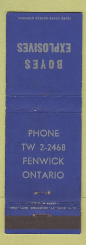 Matchbook Cover - Boyes Explosives Fenwick ON