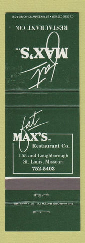 Matchbook Cover - Fat Max's Restaurant St Louis MO