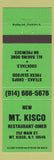Matchbook Cover - Mt Kisco Restaurant NY Mount Kisco