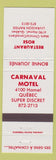 Matchbook Cover - Restaurant Rose Carnaval Motel  QC WEAR