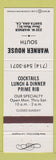 Matchbook Cover - Warner House Santa Ana CA