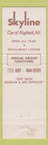Matchbook Cover - Skyline Restaurant Marlboro VT