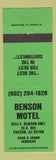 Matchbook Cover - Benson Motel Tucson AZ