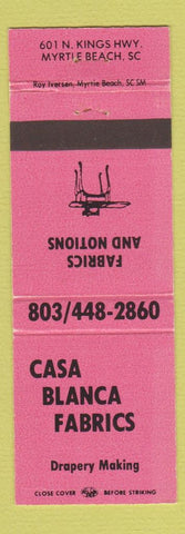 Matchbook Cover - Casa Blanca Fabrics Myrtle Beach SC pink