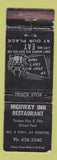 Matchbook Cover - Highway Inn Restaurant Canada oil gas WORN