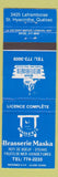 Matchbook Cover - Brasserie Maska Restaurant St Hyacinthe QC