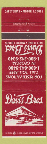 Matchbook Cover - Davis Bros Cafeterias Motor Lodges Georgia GA