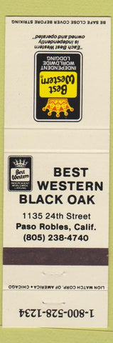 Matchbook Cover - Best Western Black Oak Paso Robles CA