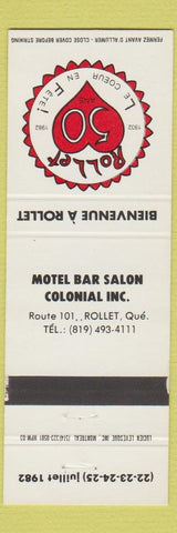 Matchbook Cover - Rollet Motel Bar Salon Rollet QC 1982