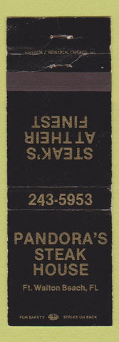 Matchbook Cover - Pandora's Steak House Fort Walton Beach FL WEAR