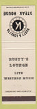 Matchbook Cover - Rusty and Loretta Steak House Schertz TX white