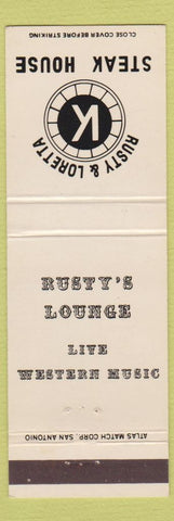 Matchbook Cover - Rusty and Loretta Steak House Schertz TX white
