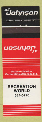 Matchbook Cover - Johnson Boat Motors Canada Recreation World