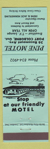 Matchbook Cover - Pine Motel Port Colborne ON green