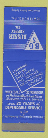 Matchbook Cover - Busser Supply Lewisburg PA plumbing heating