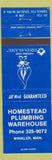 Matchbook Cover - Homestead Plumbing Winkler MB Natural Gas