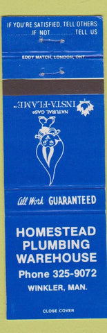Matchbook Cover - Homestead Plumbing Winkler MB Natural Gas