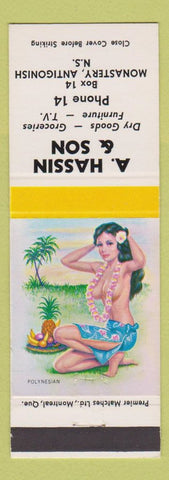 Matchbook Cover - A Hassin Son Dry Goods Grocery Antigonish NS pinup low phone