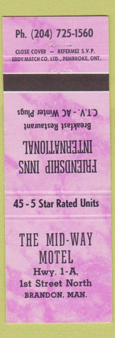 Matchbook Cover - Mid Way Motel Brandon MB