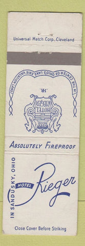 Matchbook Cover - Hotel Rieger Sandusky OH WEAR