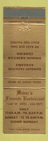 Matchbook Cover - Weber's Fireside Restaurant Denver?