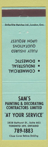 Matchbook Cover - Sam's Painting Decorating Toronto ON