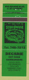 Matchbook Cover - Decarie Hot Dogs Hamburgers Montreal QC
