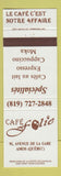 Matchbook Cover - Cafe Folie Amos QC