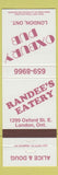 Matchbook Cover - Oxbury Pub London ON Randee's Eateryumn House Cheshire CT