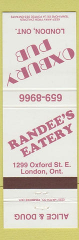 Matchbook Cover - Oxbury Pub London ON Randee's Eateryumn House Cheshire CT