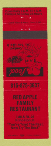 Matchbook Cover - Red Apple Family Restaurant Princeton IL
