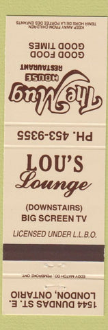 Matchbook Cover - Mug Hosue Restaurant London ON