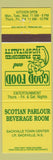 Matchbook Cover - Scotian Parlour Beverage Room Sackville NS