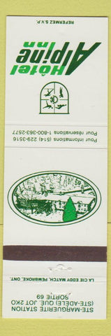 Matchbook Cover - Hotel Alpine Inn Ste Adele QC