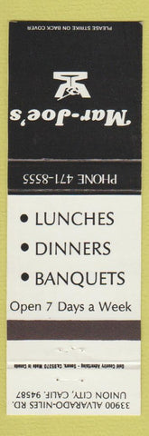 Matchbook Cover - Mar Joe's Restaurant Union City CA