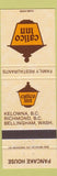 Matchbook Cover - Calico Inn Kelowna Richmond BC Bellingham WA pancakes
